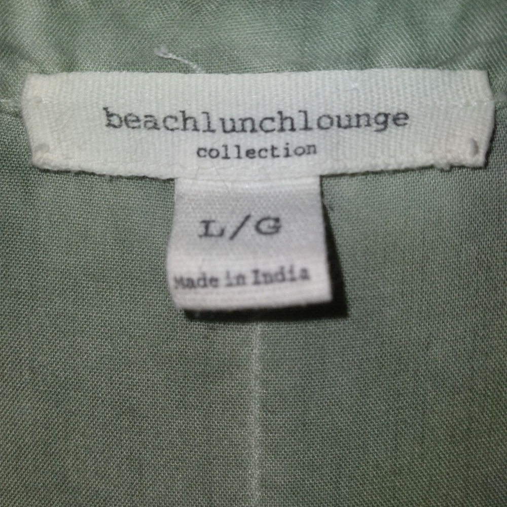 BeachLunchLounge Green Mineral Washed Button up Top Roll-tab sleeves - Picture 5 of 6